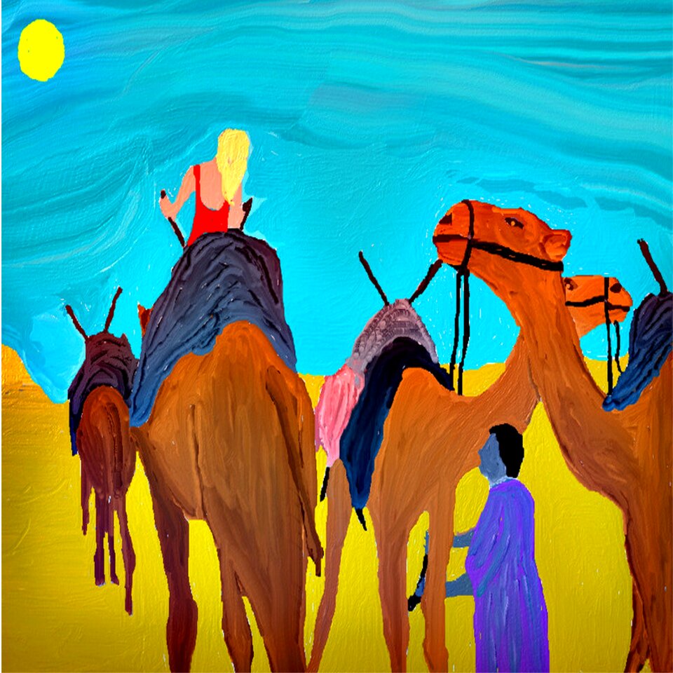 Color game camels desert sand