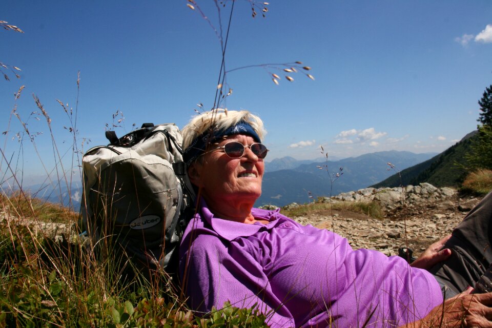 Mountain walking rest woman