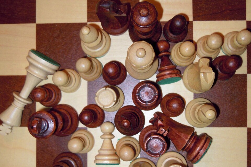 Black and white figures chess game