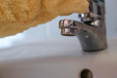 Bathroom cleaning cloth sink photo