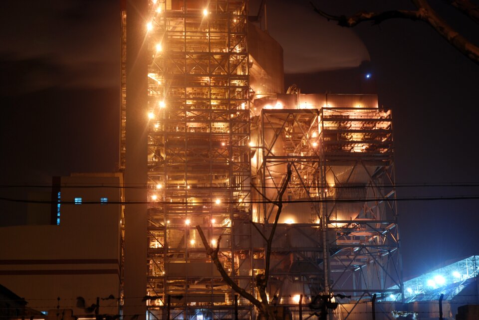 Brightly lit industrial night