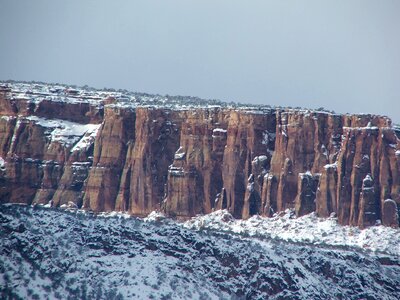 Cliff rock wall winter photo