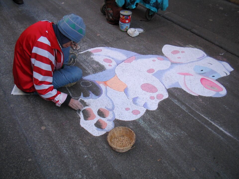 Drawing dog sidewalk