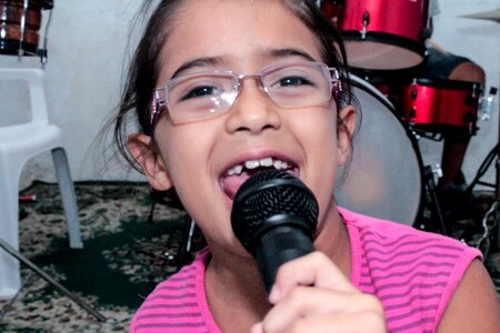 Joy singing karaoke
