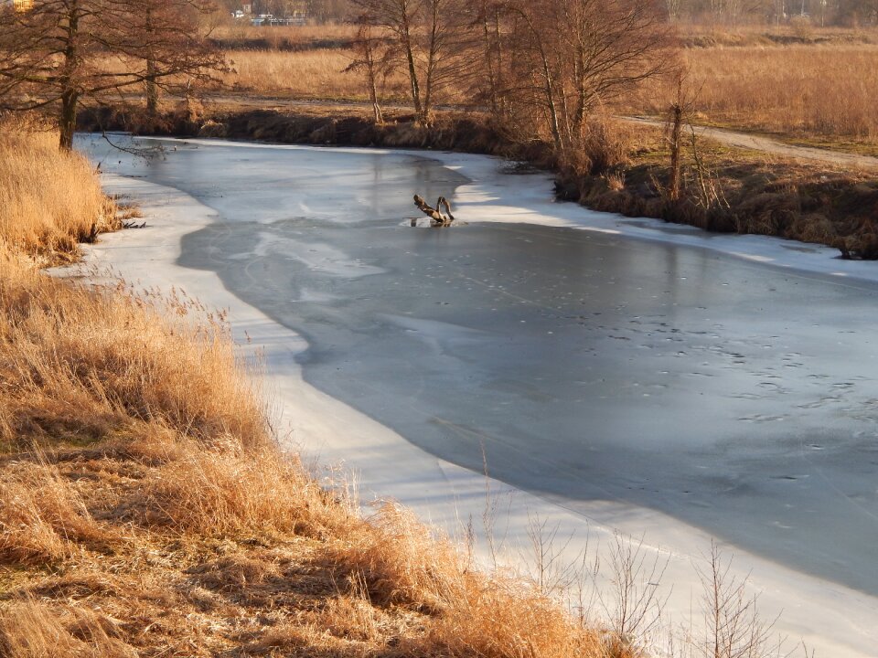 Ice frozen river landscape