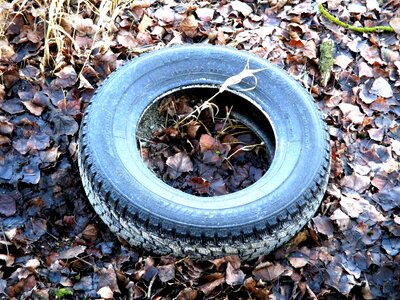 Thrown away disposed of rubber