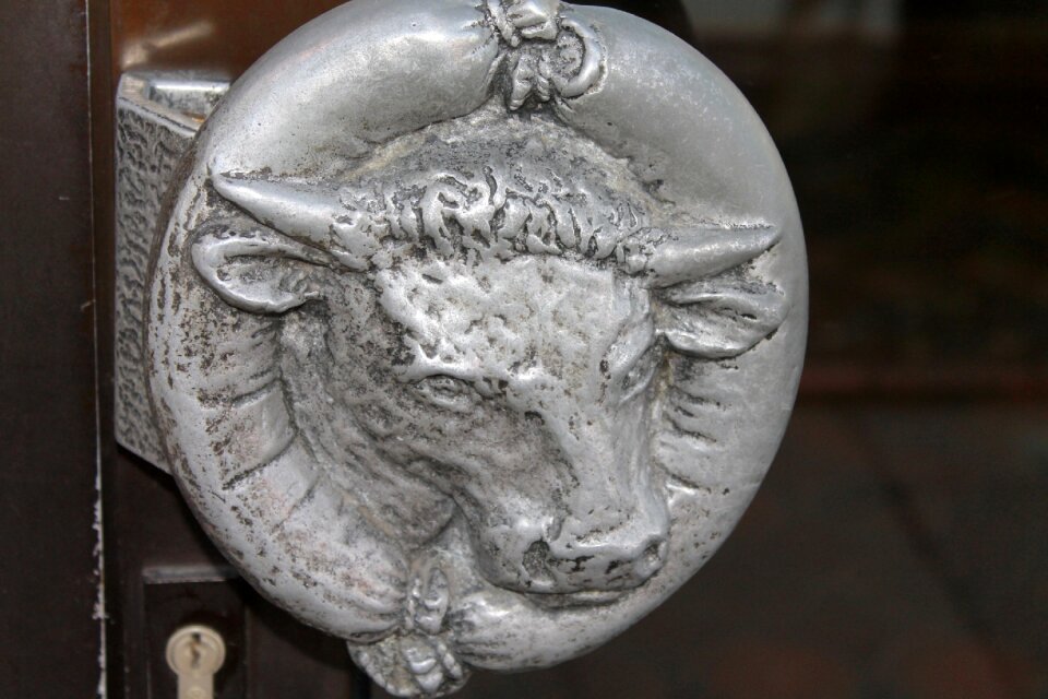 Cow outside door handle round