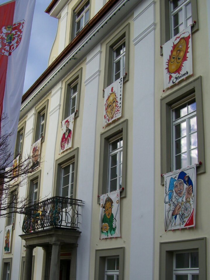 House facade balcony flag