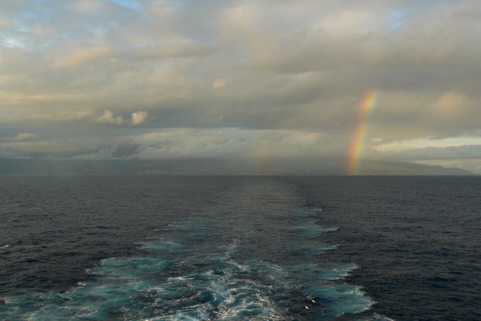 Rainbow colors sky rain