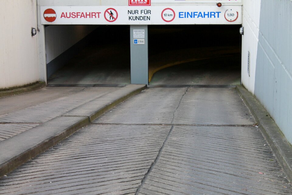 Underground car park gateway downhill