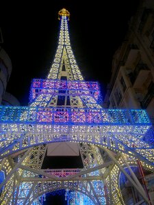 Parties tower lit street