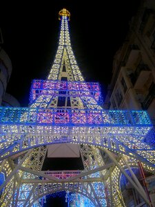 Parties tower lit street photo