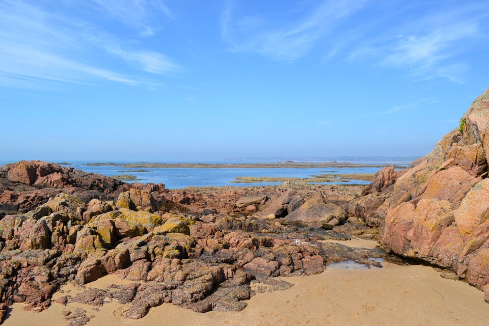 Channel islands blue sky distant rock pools