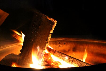 Burning wood flames bonfire photo