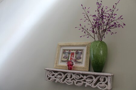 Flowers broken glass shelf