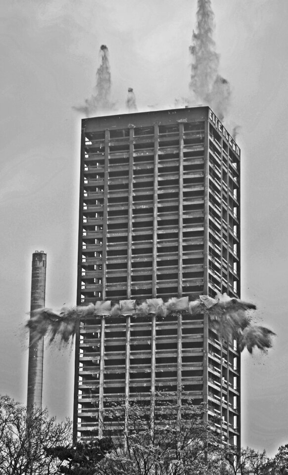 Demolition explosion collapse