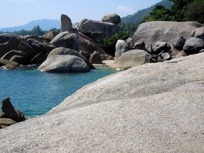 Rock coast granite blocks