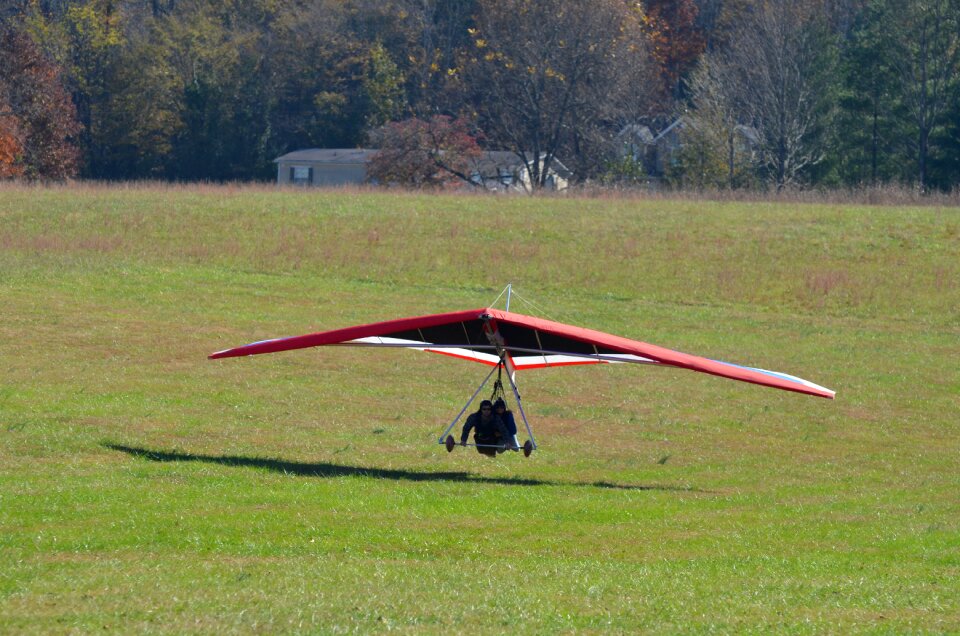 Hang glider hang tags landing