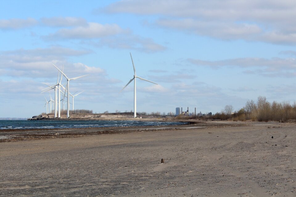 Erie lake beach wind power