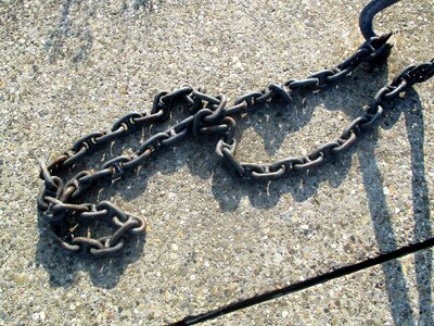 Metal iron links of the chain photo