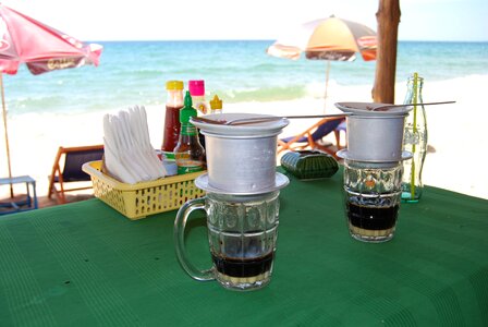Coffee cup beach restaurant coffee filter photo