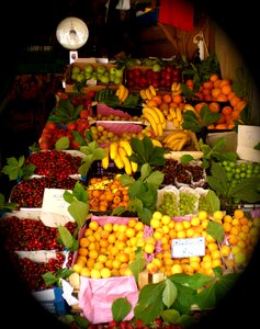 Fruit market stall oranges photo