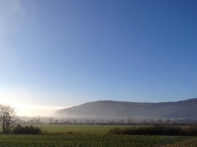 Hazy fog sunrise photo