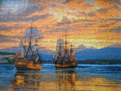Ships pieces sunset