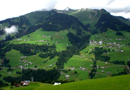 Alpine landscape mountain meadows photo