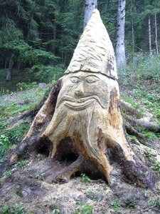 Gnome forest carved log