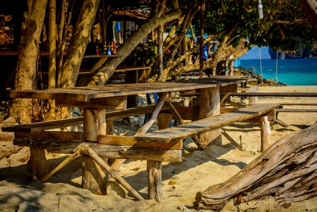 Beach chair sea wooden photo