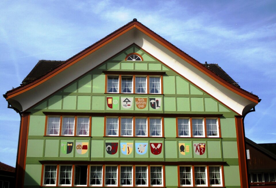 Kath fellows home façade coat of arms appenzell