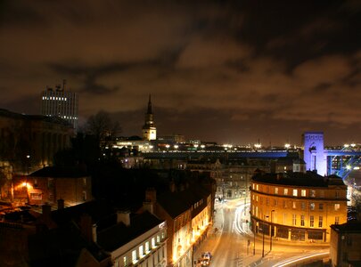 Skyline clouds quayside photo