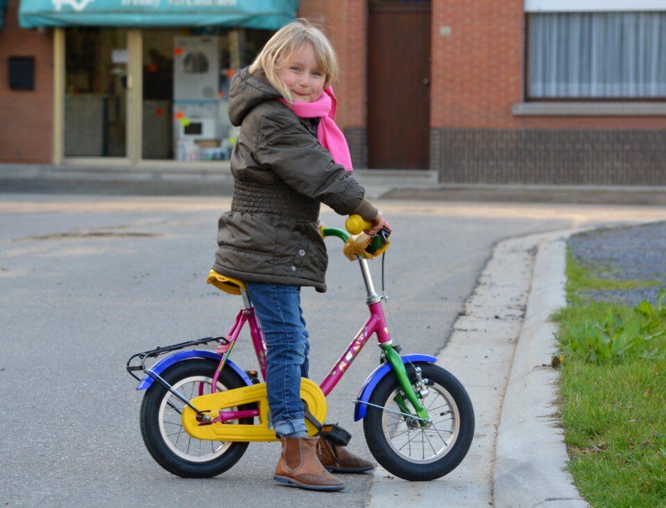 Girl cycling people