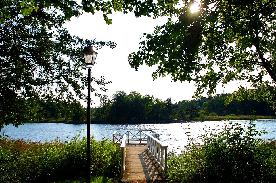 Blue water railing