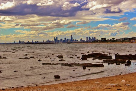 Sea landscape city skyline