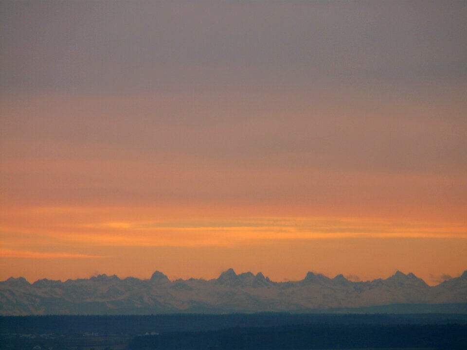 Sunrise mountains hazy
