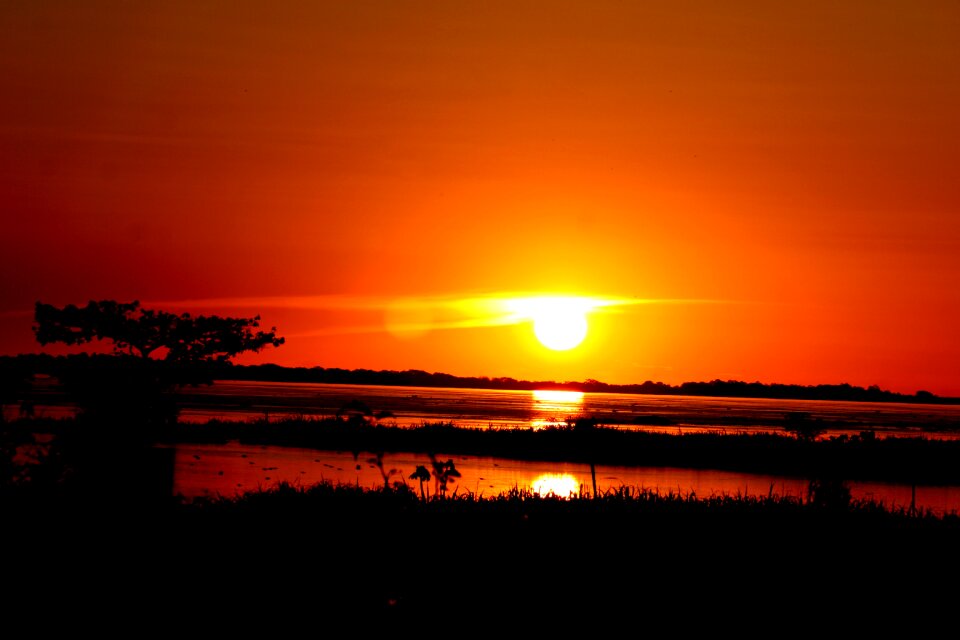 Sunset amazon river brazil