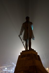 Statue of lajos kossuth at night lights