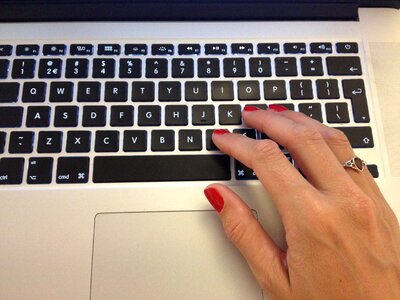 Typing laptop computer