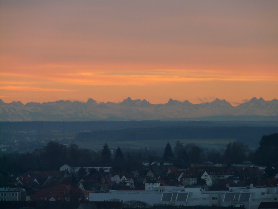 Sunrise mountains hazy