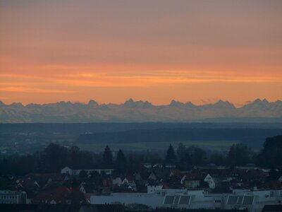 Sunrise mountains hazy