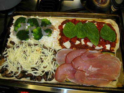 Prosciutto broccoli mushrooms