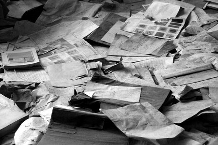 Waste black and white paper photo