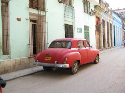 Cuba old car red photo