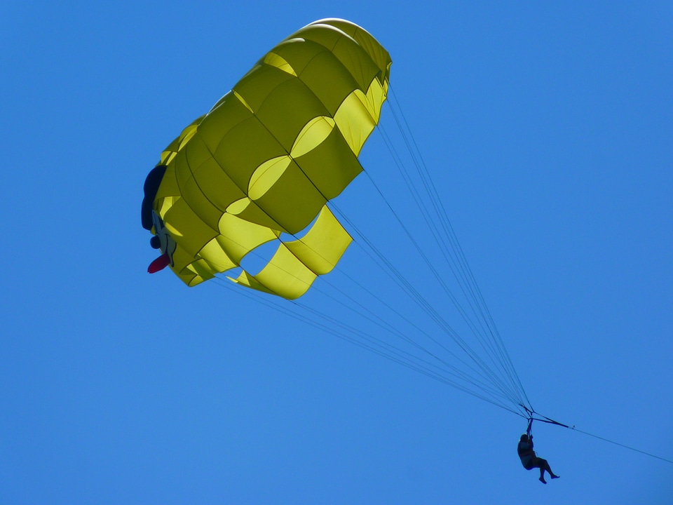 Parachute flying bird's eye view