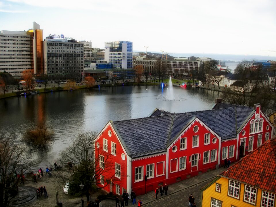 Urban buildings lake