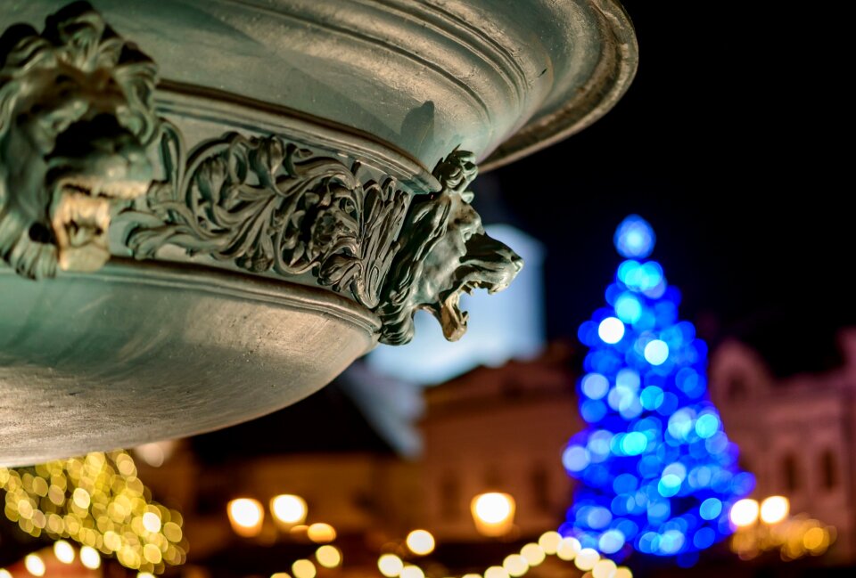 Yellow christmas tree statue