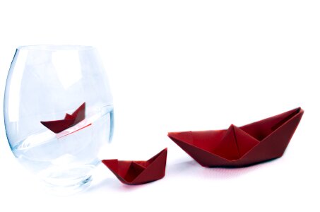 Vase water paper boat