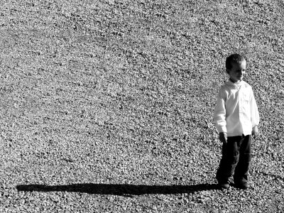 Boy portrait gravel photo